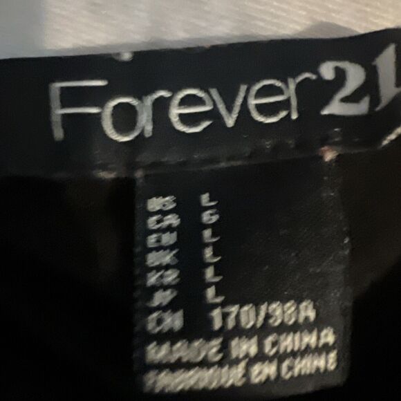 Forever 21 Long Sleeve Mixed Media Dress Black Cream Polka Dots Women’s Lg - Picture 4 of 9